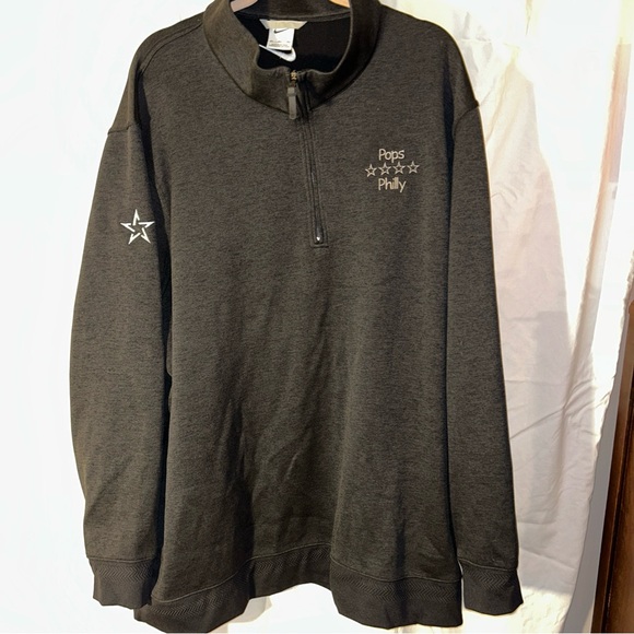 Nike Sweater Men 4XL Blk Long Sleeve Pullover 1/4 Zip embroidered - Picture 2 of 6